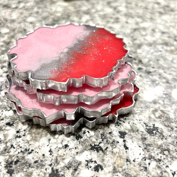 Pink/Coral w/ silver Coasters - Picture 3 of 7
